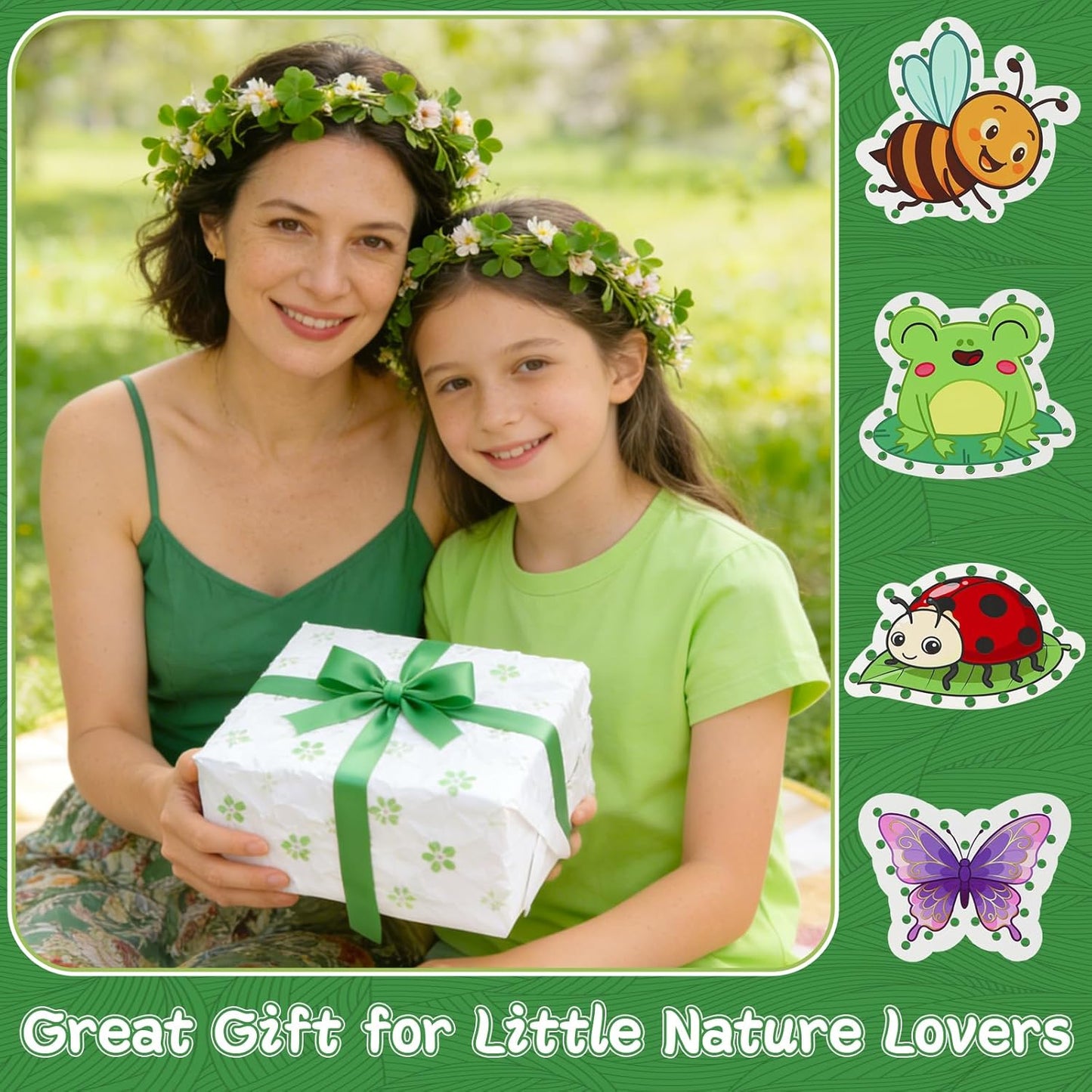Montessori Wooden-Lacing Cards, Fine Motor Skills, Cute Bear Lacing Cards (Forest)