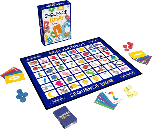 SEQUENCE Letters by Jax - Educational Board Game - Learn Alphabet from A to Z - Strategy Card Game for Kids Ages 4-7 - Preschool Learning - Family Game Night - Early Reading Skills Development