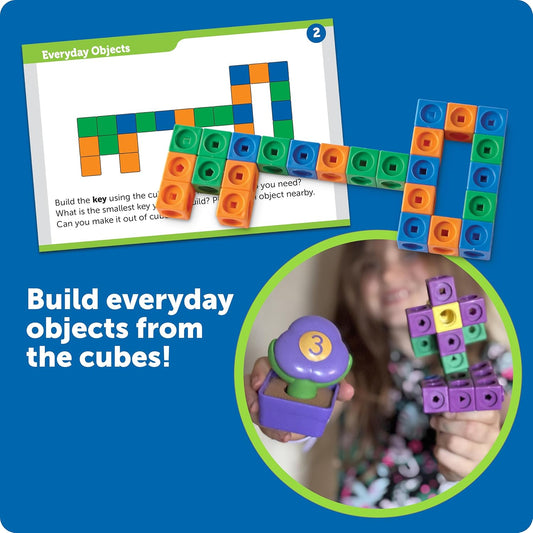 Learning Resources STEM Explorers MathLink Builders - 100 Pieces, Ages 5+ Kindergarten STEM Activities, Math Activity Set and Games for Kids, Mathlink Cubes Activity Set