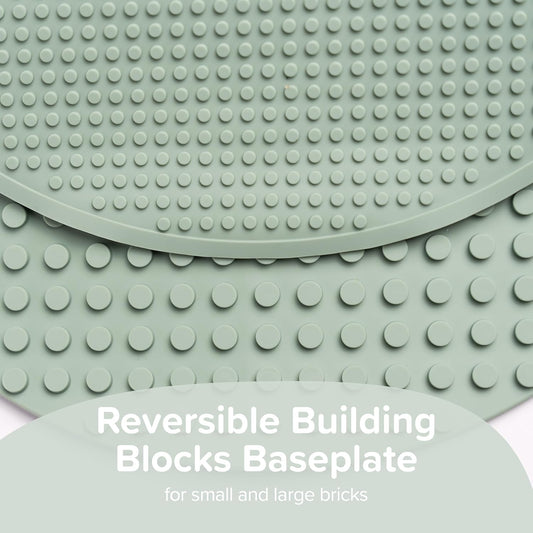 Inspire My Play - Silicone Building Blocks Baseplate - Compatible with All Major Building Block Brands - Double Sided for Large Building Blocks - Perfect Accessory for Sensory PlayTray - Stone