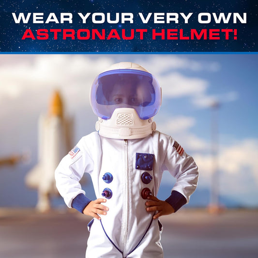 Blue Marble NASA Astronaut Helmet Halloween Costume Accessory – Wearable Space Helmet for Astronaut Costume for Kids, Sticker Sheet, Educational Gift for Boys and Girls, Dress Up and Pretend Play