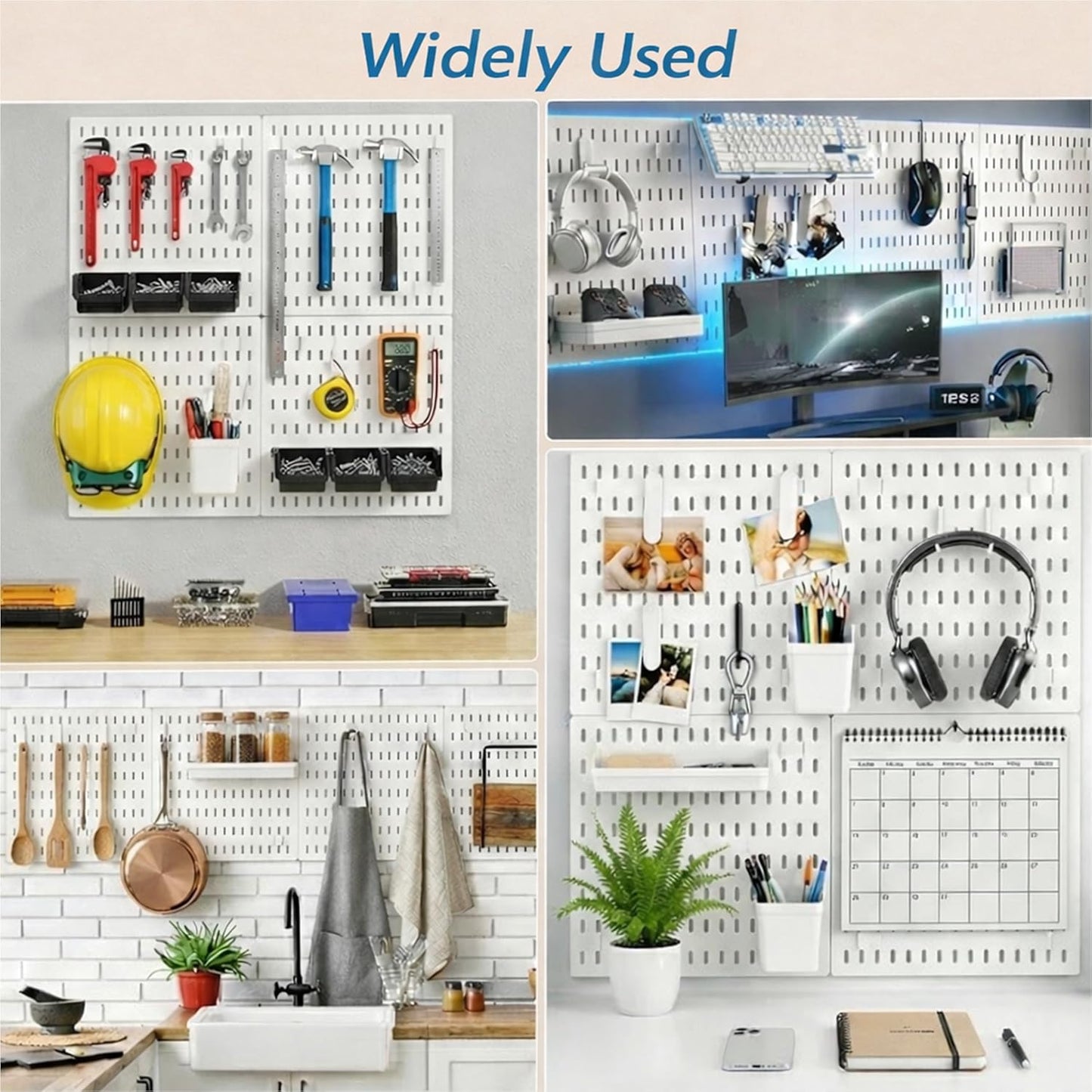 Peg Board, 24"x36" Pegboard Wall Organizer, Includes 6PCS White Peg Boards and Accessories, Plastic Peg Board Panels for Craft Room, Office, Kitchen, Gaming Room