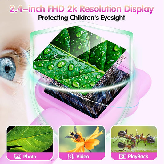 Microscope for Kids – Kid Mini Microscopes with 32GB SD Card, 500x Magnification, Fixed Focus & Prepared Slides, STEM Educational Science Kit for Children (Purple)