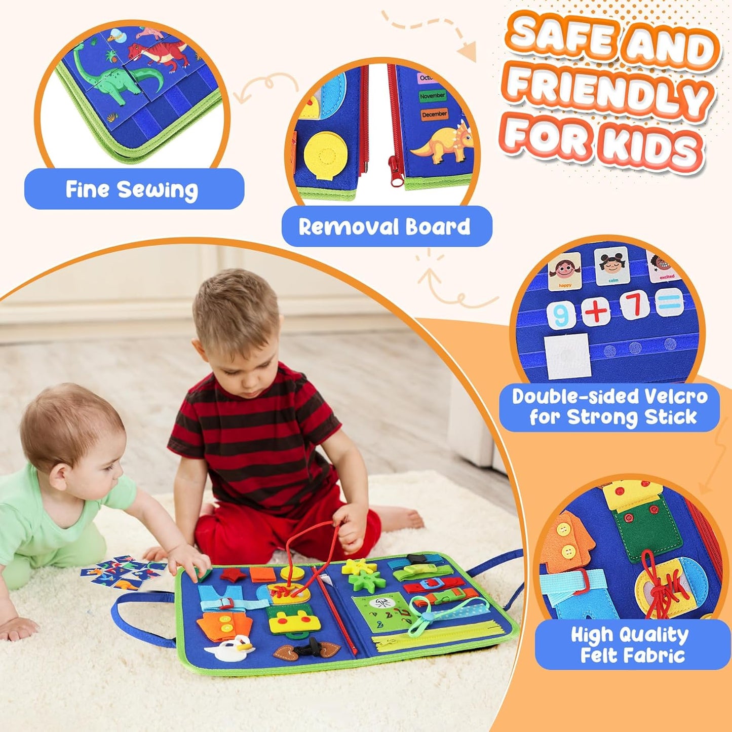 URMYWO Toddler Busy Board - Busy Book Montessori Toys Ages 3 and up - Preschool Learning Activities with Alphabet Number Animal, Educational Travel Toys Birthday Gifts for Kids