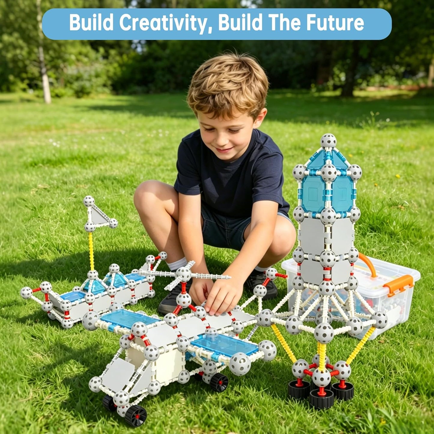 160 Pcs STEM Building Toys for Kids,Educational Engineering Blocks Kits for 4 5 6 7 8+ Year Old Boys & Girls with Storge Box,Learning Toys Sets & Birthday Gift for Toddlers