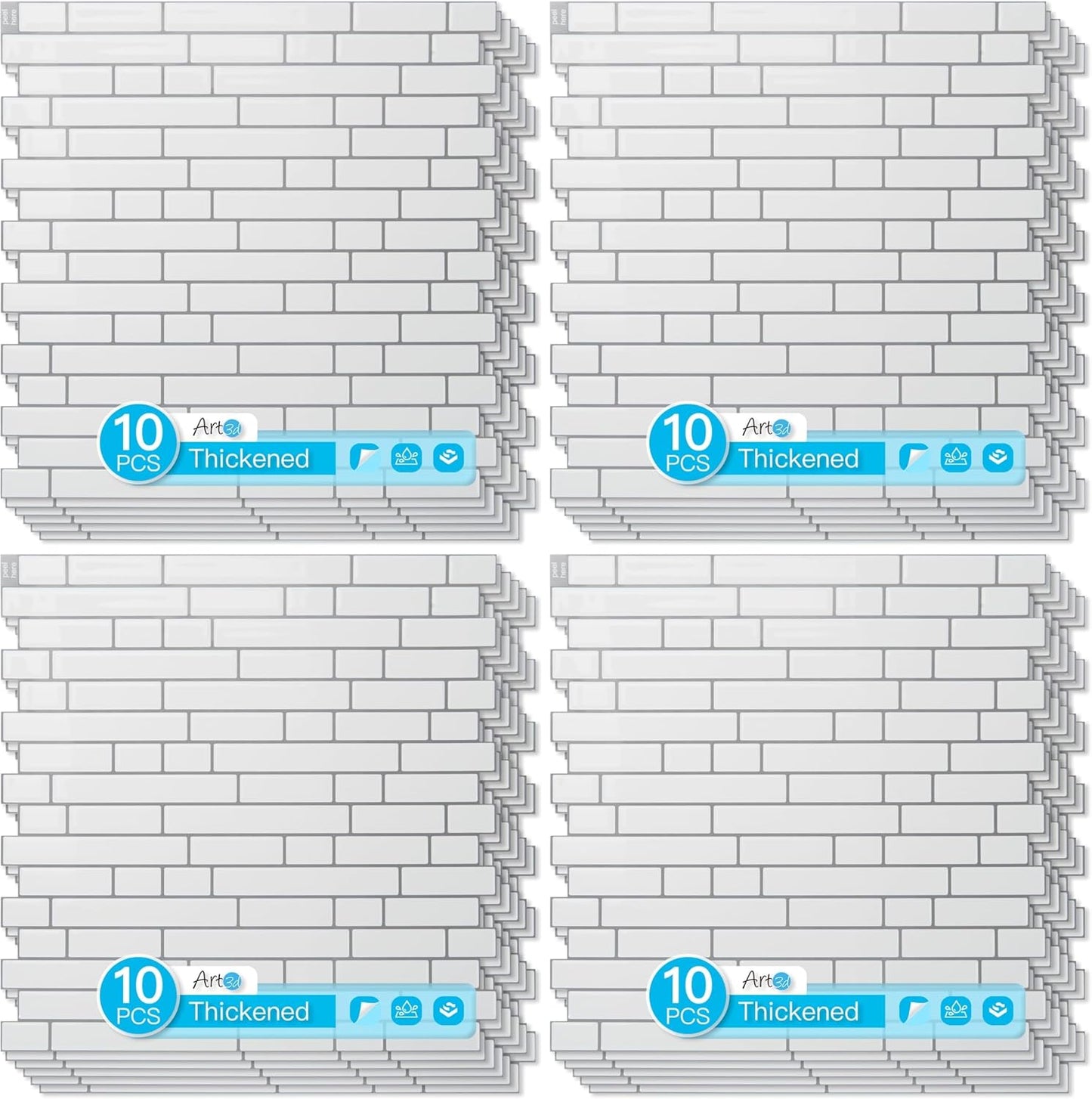 Art3d 10-Sheet Heavy-Duty Peel and Stick Backsplash, Waterproof Wall Tiles Stick on Kitchen Backsplash Living Space, Carrara Grey