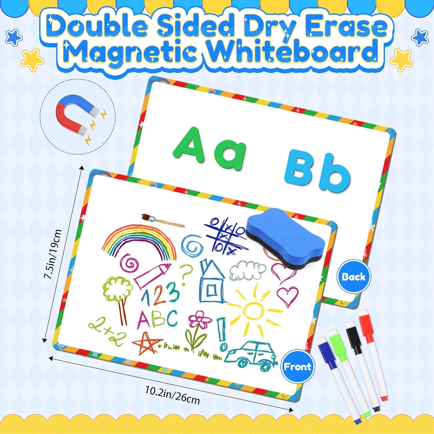 335 Pcs Magnetic Letters Numbers Alphabet Fridge Magnets Kit Letter Number Magnets with Magnetic Board and Word Cards Foam Alphabet Letters Magnets Set