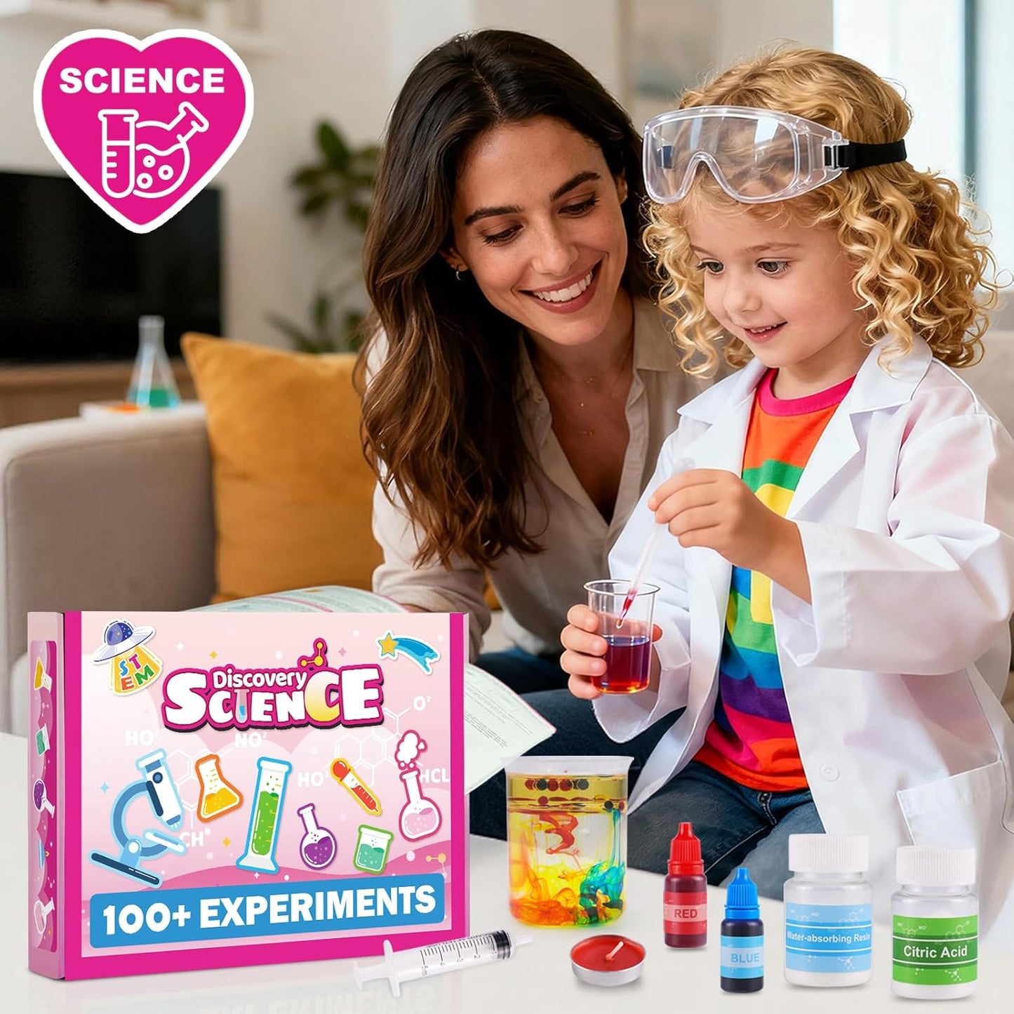 Girls Science Kit for Kids Ages 4-8 6-8 8-10, 100+ Fun Educational Experiments for Girls & Boys, STEM Projects and Science Experiments, Science Toys, Gifts for Kids