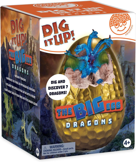 MindWare Dig It Up! The Big Egg Dragons – Excavate 7 Dragon Figures from One Giant Egg | STEM Excavation Kit with Tools & Dragon Legend for Kids Ages 4+ | Hands-On Science & Imaginative Play Toy