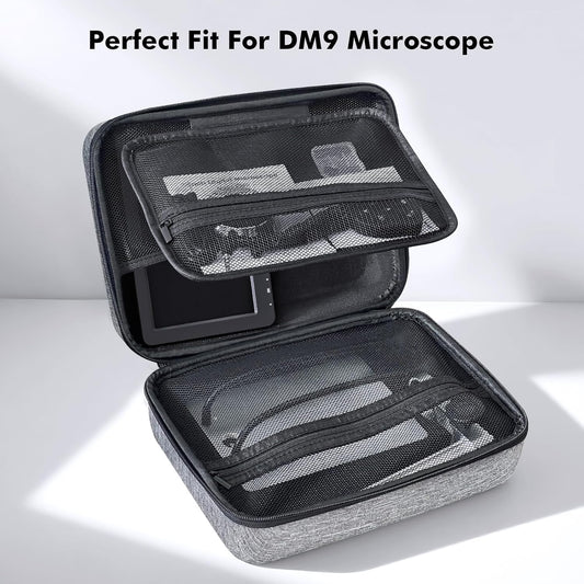 DM9 Digital Microscope Carrying Case - EVA Hard Storage Box Endoscope Case Travel Case Compatible with 4.3''/5''/7'' Digital Microscopes & Borescopes