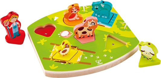 Hape Odyssey Toys Farmyard Sound Puzzle (10 Pieces), Multicolor, 5'' x 2''