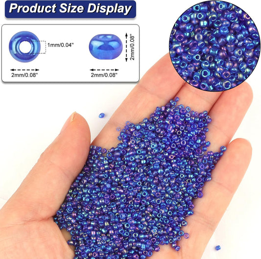 10100 Pcs Size 11/0 Glass Seed Beads, 2 mm Dark Green Small Mini Spacer Loose Pony Beads for Jewelry Making and DIY Crafts - Colors A