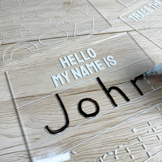 Personalized Name Writing Practice Cusotm Reusable Acrylic Name Tracing Board A4 Size Handwriting Practice for Preschool