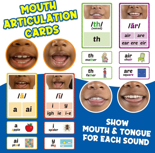 Phonics Sound Wall Set,Letter Sounds Sight Words Flash Cards,Learn to Read Sounds Phoneme Speech Therapy Materials,Phonics Games for Kids Kindergarten,Phonemic Awareness Speak Spell Learning Activity