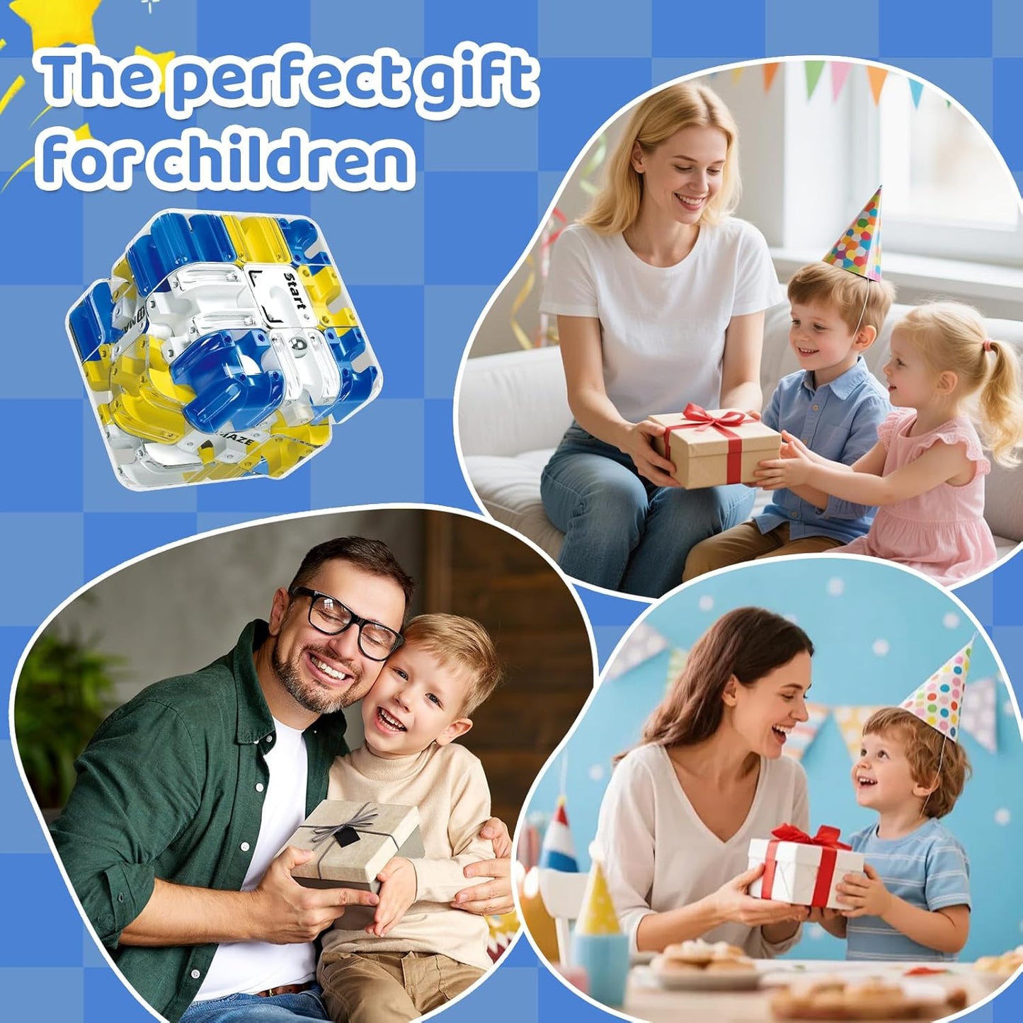 Large 3D Maze Cube Puzzle - Rolling Ball Labyrinth Game, Marble Maze Cube for Kids & Adults, Brain Teaser Educational Toy for Problem Solving & Cognitive Development
