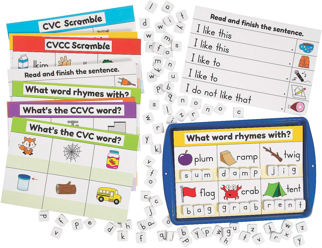 CVC,Cvcc, & Ccvc Magnet Activity Set - 67 Pieces - Educational and Learning Activities for Kids