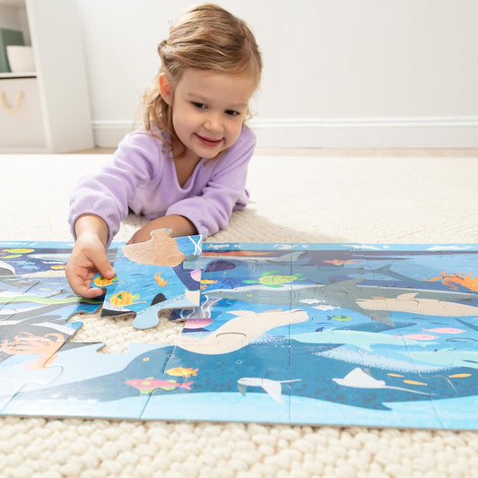 Melissa & Doug Beneath The Waves, Ocean-Themed Search and Find Jumbo Floor Puzzle, 48-Piece Jigsaw Puzzle with Learning Activity, Over 4 Ft Long, Kids Puzzles for Girls & Boys Ages 3 and Up