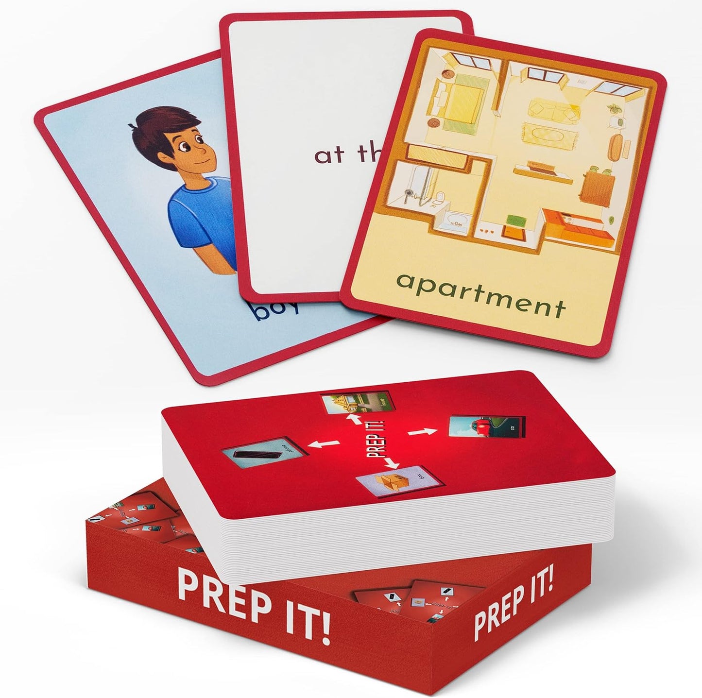 Prep It English Flash Cards Game for Learning Prepositions - Sight Words for Sentence Building and Reading Activities - Used for ESL Teaching - Montessori - Kindergarten - 1st and 2nd Grade