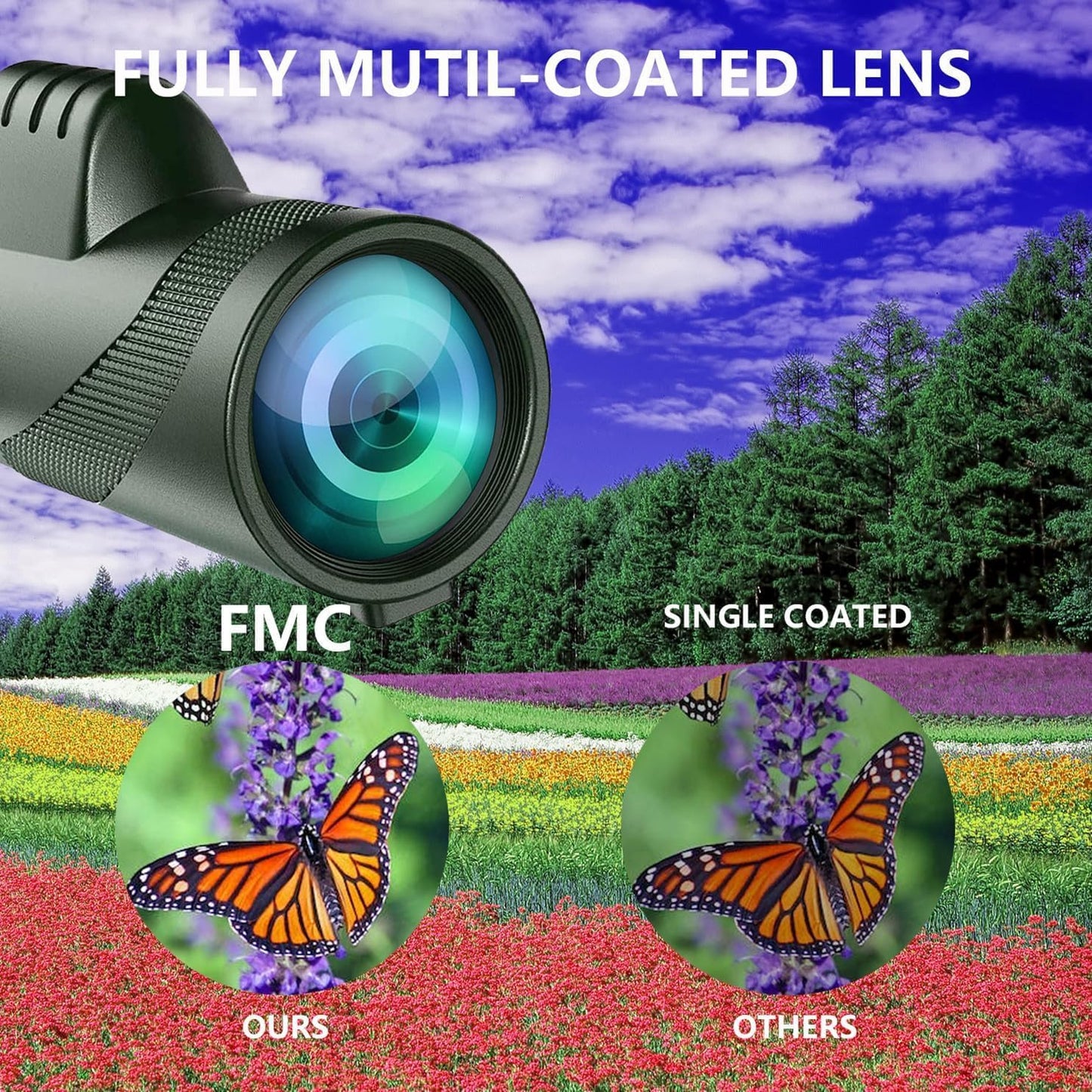 Monocular-Telescope 80x100 High Powered Monoculars High Definition for Adults High Powered with Smartphone Adapter Telescope Hunting Wildlife Bird Watching Travel Camping Hiking-Green