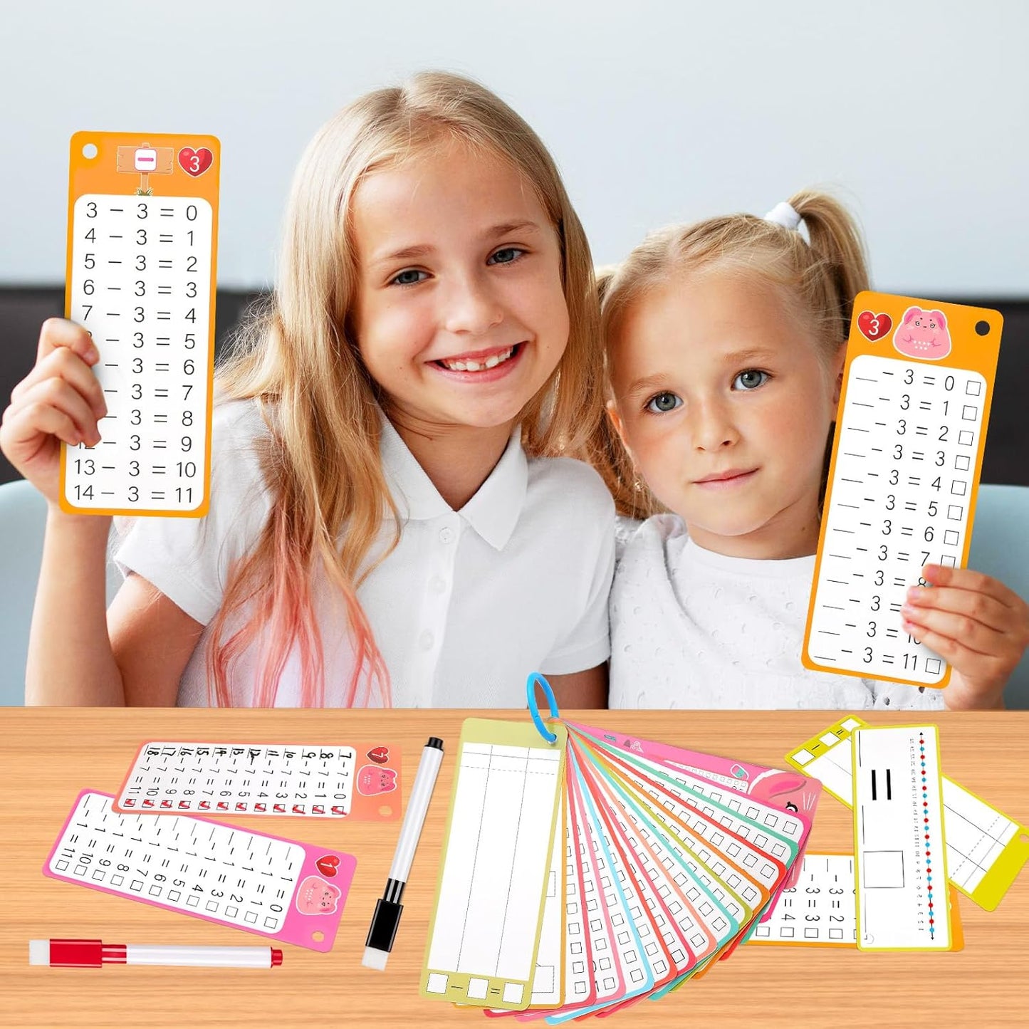 15Pcs Multiplication Flash Cards 0-12, Time Table Flash Cards Chart with 2 Dry Erase Pens 1 Rings, Educational Math Multiplication Chart for 1st to 3rd Grades Fun Learning with Math Game