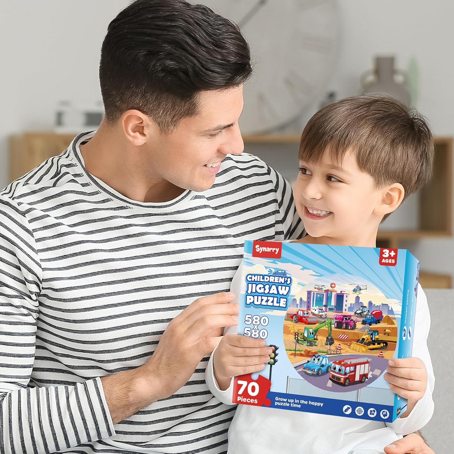 SYNARRY Solar System Floor Puzzles for Kids Ages 4-8, Large 70 Piece Jigsaw Puzzles for Kids Ages 4-6, Space Planet Astronaut Toys Puzzles, Preschool Learning Toys, Easter Basket Stuffers for Boy Girl