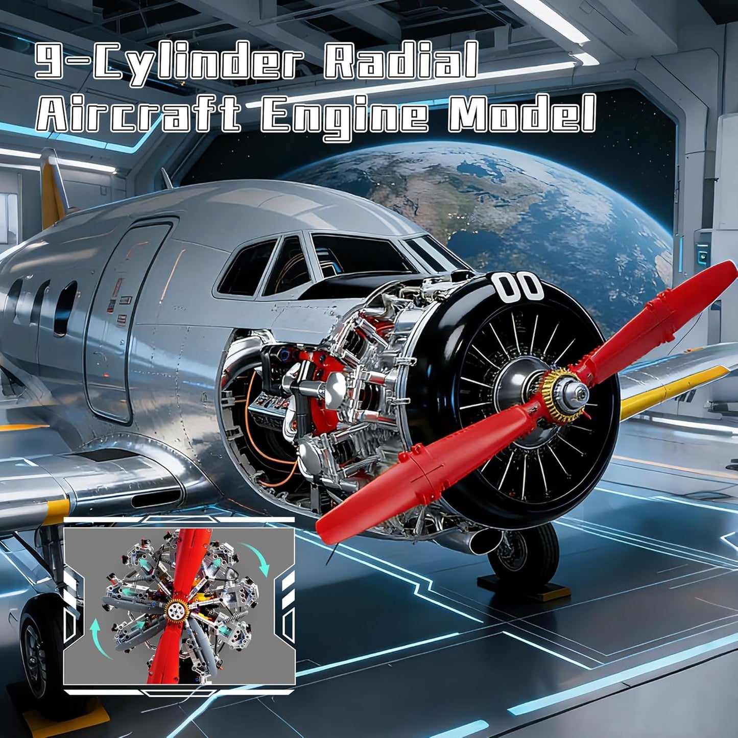 V8 Engine Model Kit that Runs,Visible Building Toys with APP Control, Motor & LED Light, Mini Engine kit for Adults & Boys Kids 14+ Years Old (770PCS)