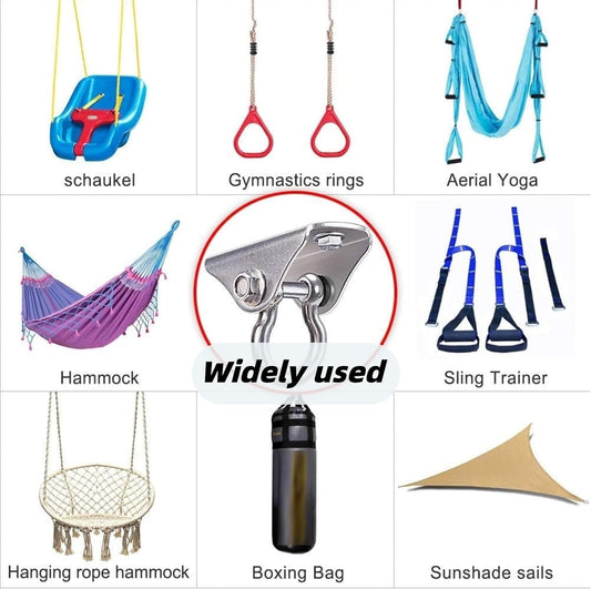 SELEWARE Anti-Squeaking Swing Hanger Stainless Steel Swing Set Hook Ceiling Mount Bracket for Hammock Chair Toddler Swing Yoga Swing Punching Bag 2 Packs