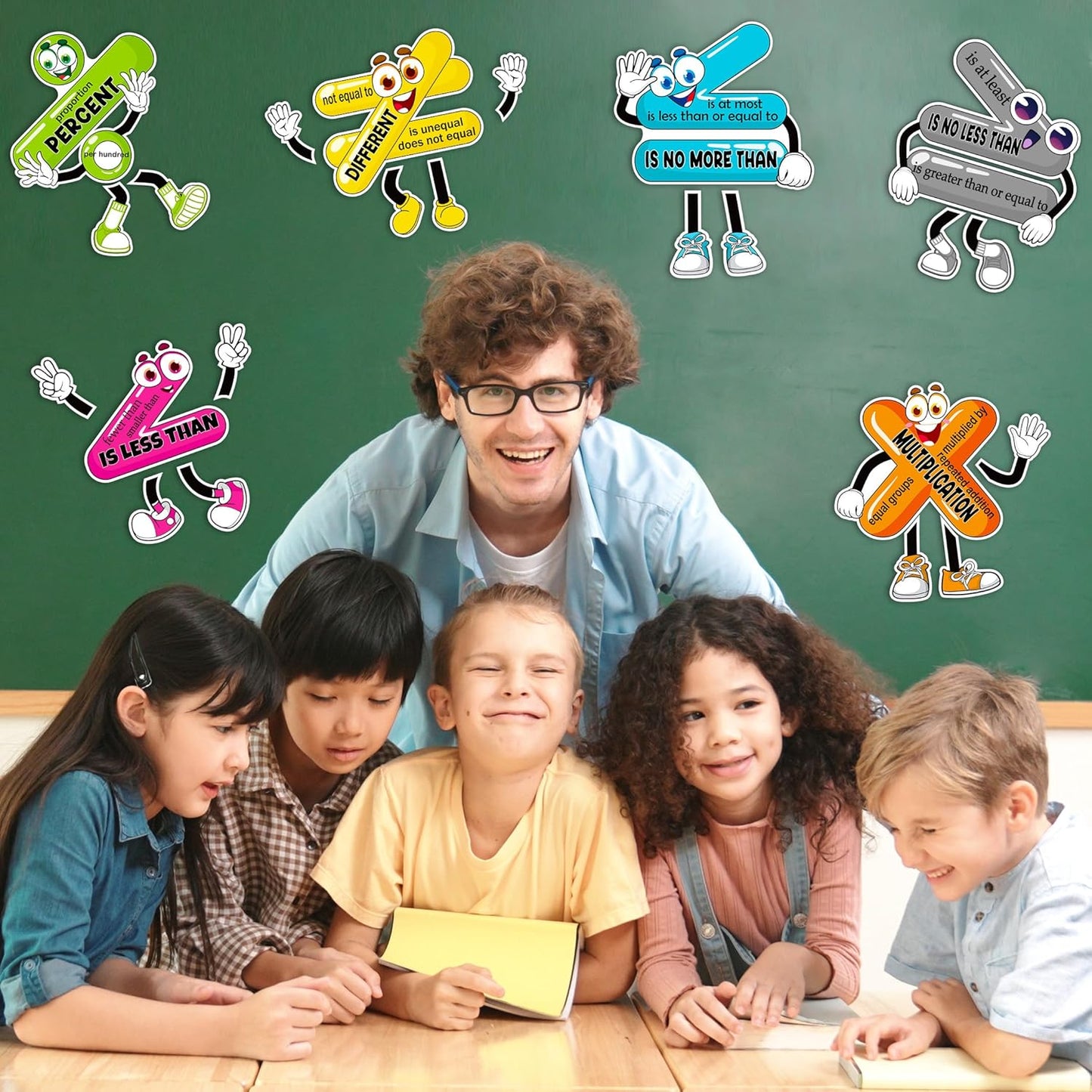 12PCS Math Posters Bulletin Board Classroom Decor: Educational Magnets Decorations, Mathematics Talk Sign Magnetic Symbols Cutouts for Elementary School Grade 2th 3th 4th 5th