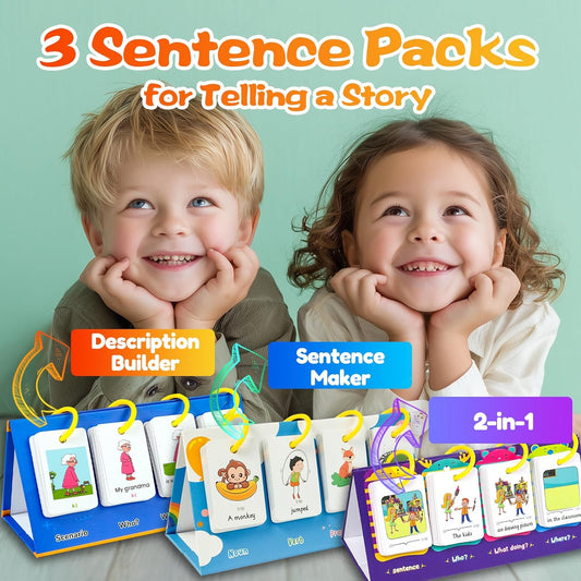 Flipping Calendar Set for Kids 3-10 - Learning Pocket Chart, Sentence Building Flash Cards, Kids Puzzle Games for Homeschool Classroom, Educational Gifts for Boys Girls (Sentence Building)