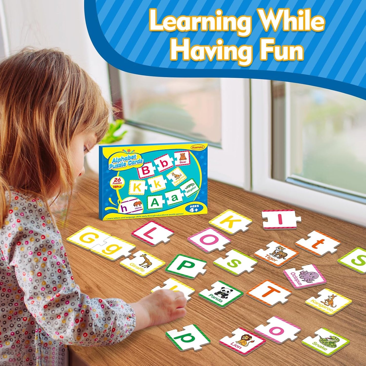 Kasfalci Alphabet Puzzle Cards,ABC puzzle,Alphabet Learning Toys,ABC Learning for Toddlers Kids,Matching Letter Game,Preschool Learning Activities,Kindergarten Classroom Must Haves,Homeschool Supplies