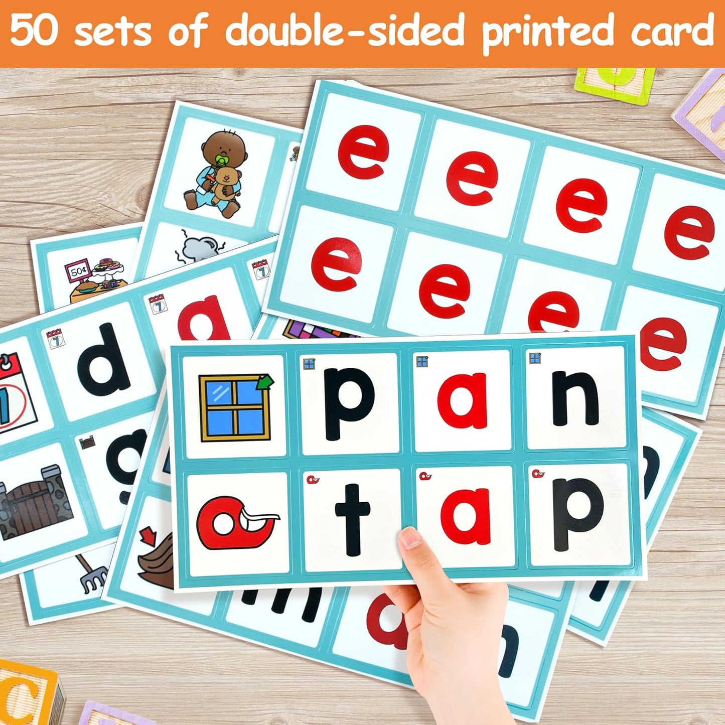 ABCxGOOD CVC Word Building Pocket Charts with 64 Phonics Flash Cards Kindergarten Classroom Must Haves, CVC Literacy Games for Beginners in Reading and Spelling.