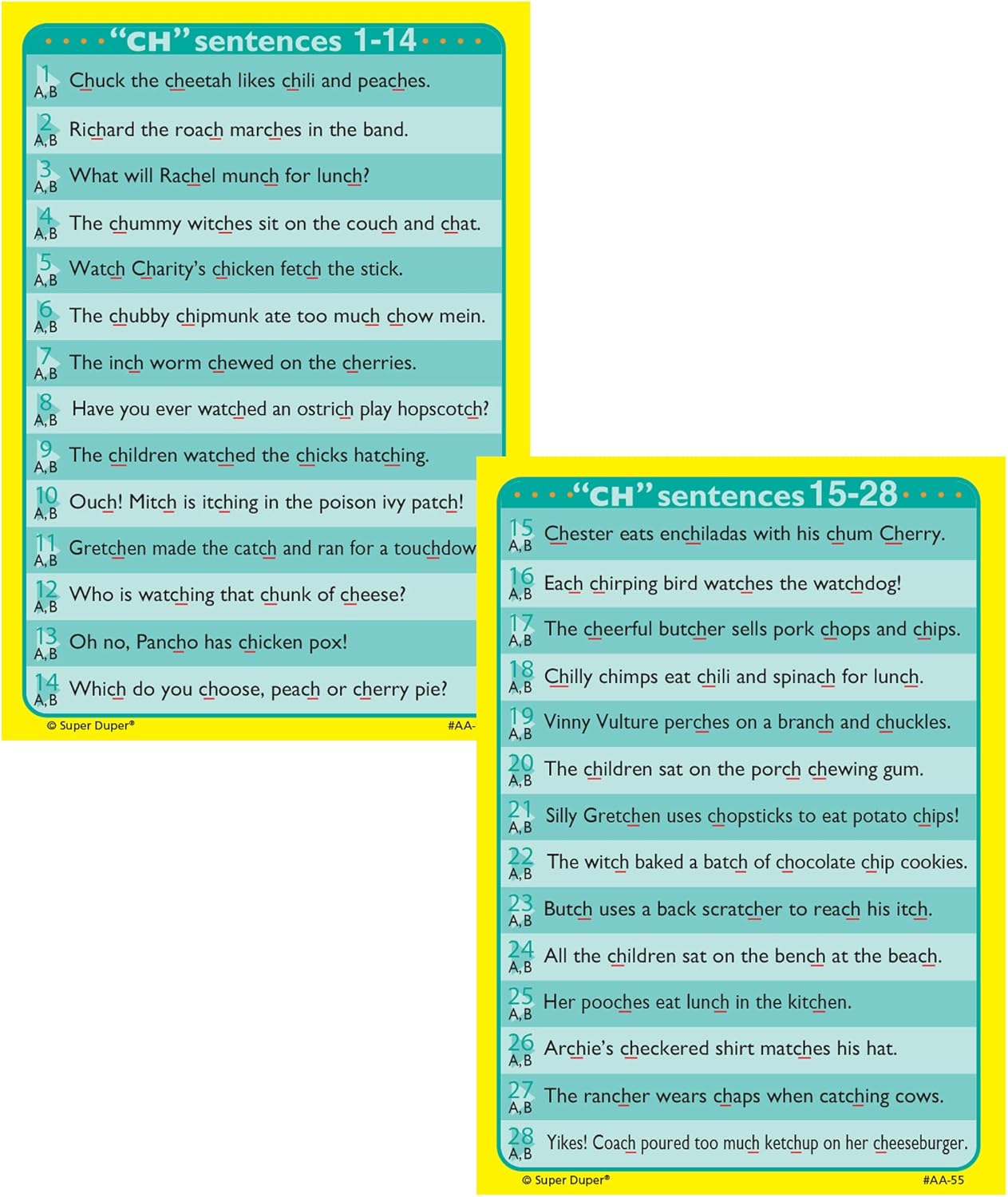 Super Duper Publications | Say and Do® Action Articulation CH Sounds Fun Deck | Vocabulary and Language Development Flash Cards | Educational Learning Materials for Children