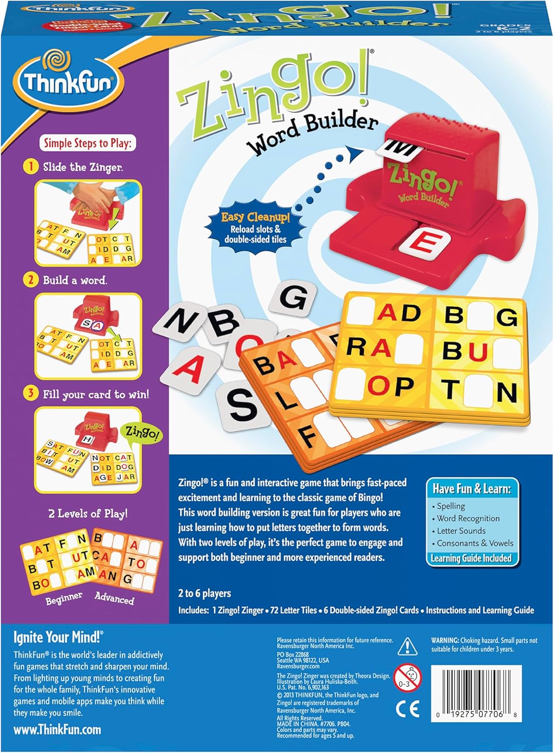 ThinkFun 7706-T Zingo Word Builder Early Reading Game - Award Winning Game for Pre-Readers and Early Readers