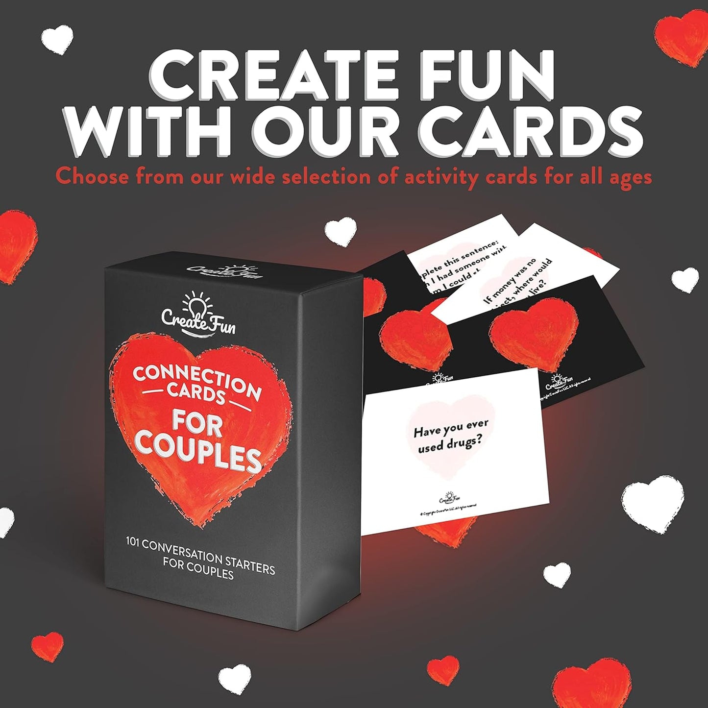 CreateFun Couple Connection Cards – 101 Engaging & Thought-Provoking Conversation Starter Cards | Gifts for Valentine’s Day, Anniversaries, Couples & Fun Games