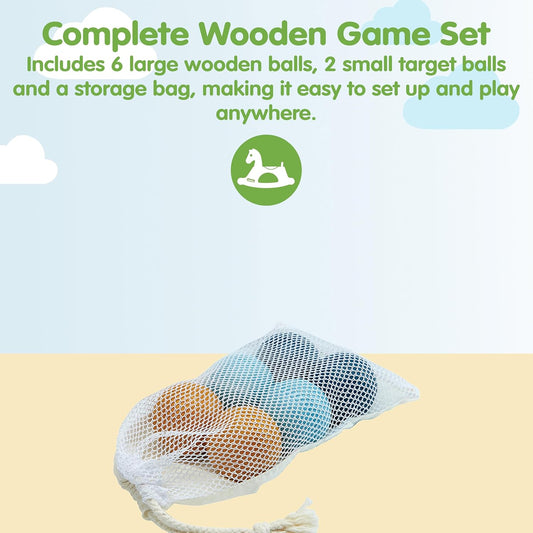 PlanToys® Petanque Wooden Montessori Gross Motor and Coordination Game | Aim, Concentration and Early Math Skill Development Activity | Eco Friendly Outdoor and Indoor Throwing Set