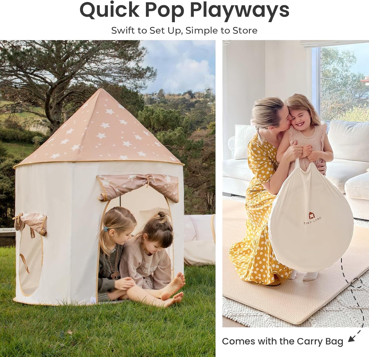 Tiny Land Play Tunnel and Ball Pit for Toddlers, 5pcs Indoor Playground - Foldable Pop Up Tents with Carry Bag, Outdoor Playhouse with Crawling Toys & Play Tent, Gift for Boys and Girls
