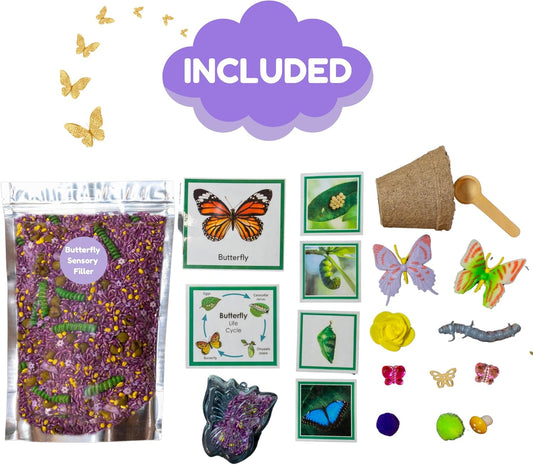 Sensory Bins, Butterfly Life Cycle, Colored Rice, Sensory Bin Filler, Sensory Table Filler, Classroom Accessories, Teaching Aids (Butterly Sensory Bin)