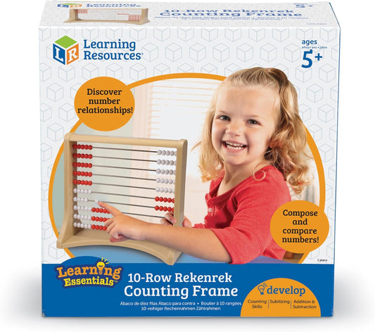 Learning Resources 10-Row Rekenrek Counting Frame, Abacus for Kids, Counting Toy for Kids, Math, Homeschool, Ages 5+