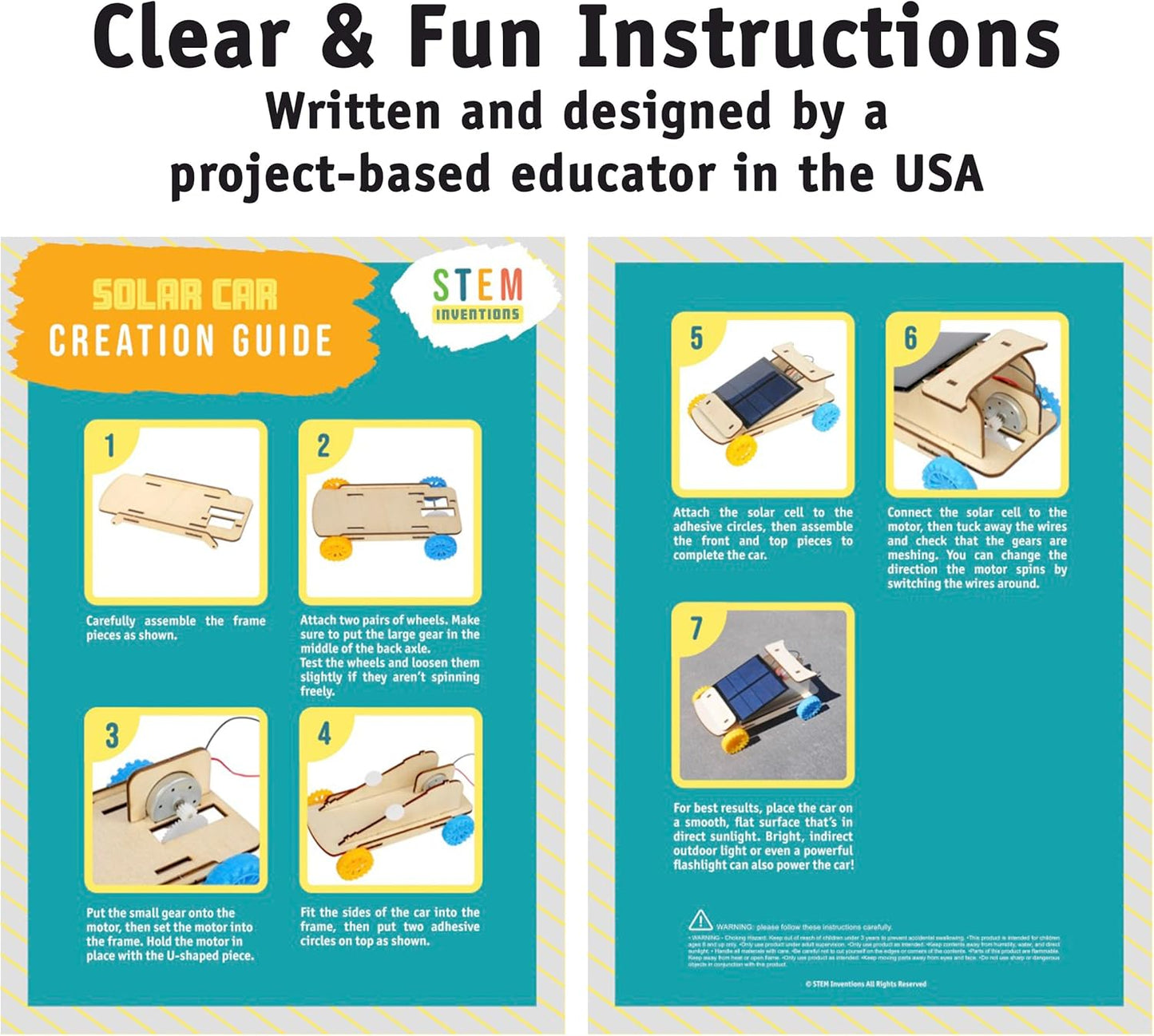Solar Car Kit, 2-Pack – Build 2 Solar-Powered Wooden Cars, Complete STEM Engineering Project Kit for Classrooms, Ages 8+
