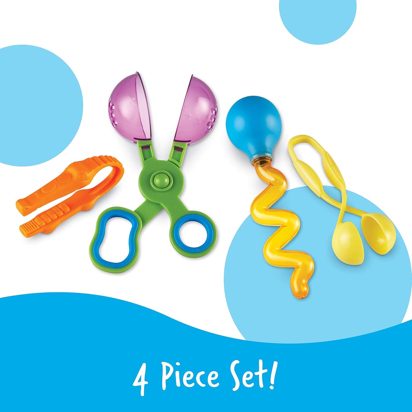 Learning Resources Fine Motor Skill Toys Bundle - Helping Hands Tweezers, Scoops, Droppers and Squeezy Tweezers, Ages 3+, 8 Pieces