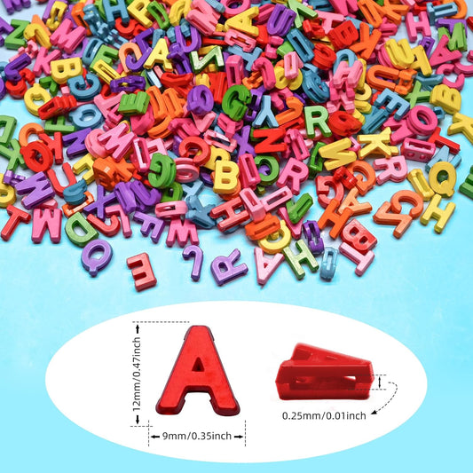 300+ Pieces 9x12mm Big Large Alphabet Letter Beads Charms A-Z Mixed Plastic Shape Loose Bead for Jewelry Making Bracelets Necklaces Key Chains (Classic Solid Colors)