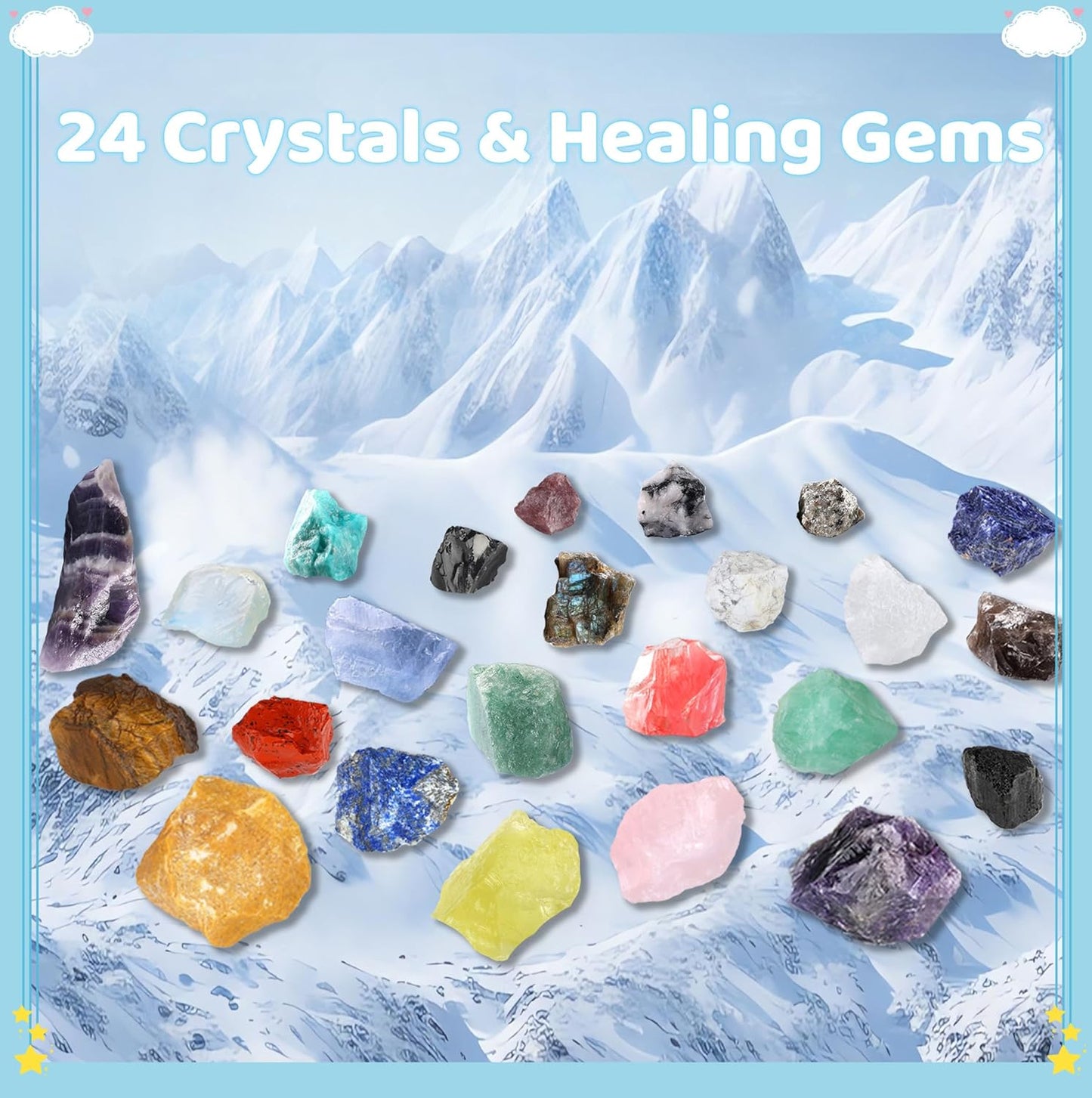 ZHIYUXI Crystal Advent Calendar 2025 Rock Collection Christmas Advent Calendar 2025 Crystals 24 Gemstones Christmas Countdown Calendar Advent Calendars Gem for Adult
