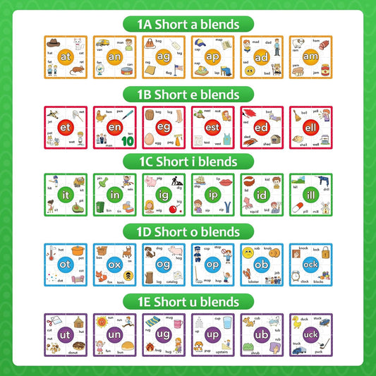 Torlam Phonics Puzzle, Rhyming Games Phonics Games Flash Cards for Kids Toddler, Learn to Read Spelling Reading Sight Words, Long Vowel Silent E Site Words for Preschool Kindergarten Homeschool