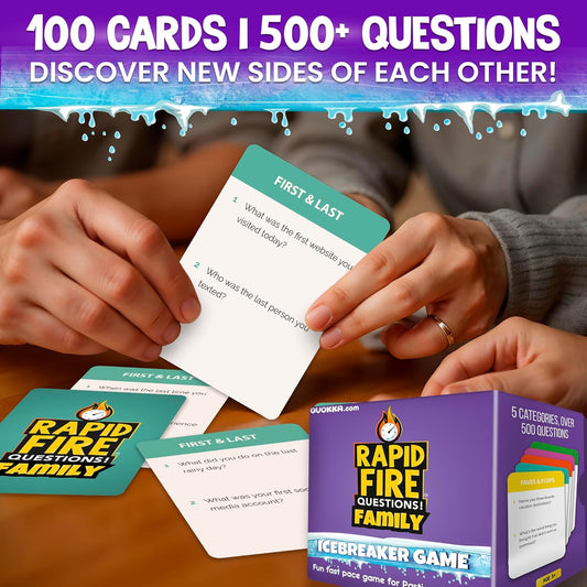 QUOKKA Family Conversation Cards Game - Break The Ice Game for Kids and Families - Icebreaker Cards with 500+ Questions - Family Game for Kids 8-12 - Perfect for Families Games Night I Travel Version