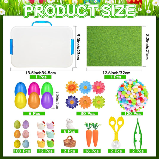 Cinrobiye 283 Pcs Spring Sensory Bin Fillers Insect Fine Motor Activity Set Mini Garden Sensory Bin Kit with Flowers Ladybugs Tools Storage Box for Sorting Counting Classroom Learning Activities