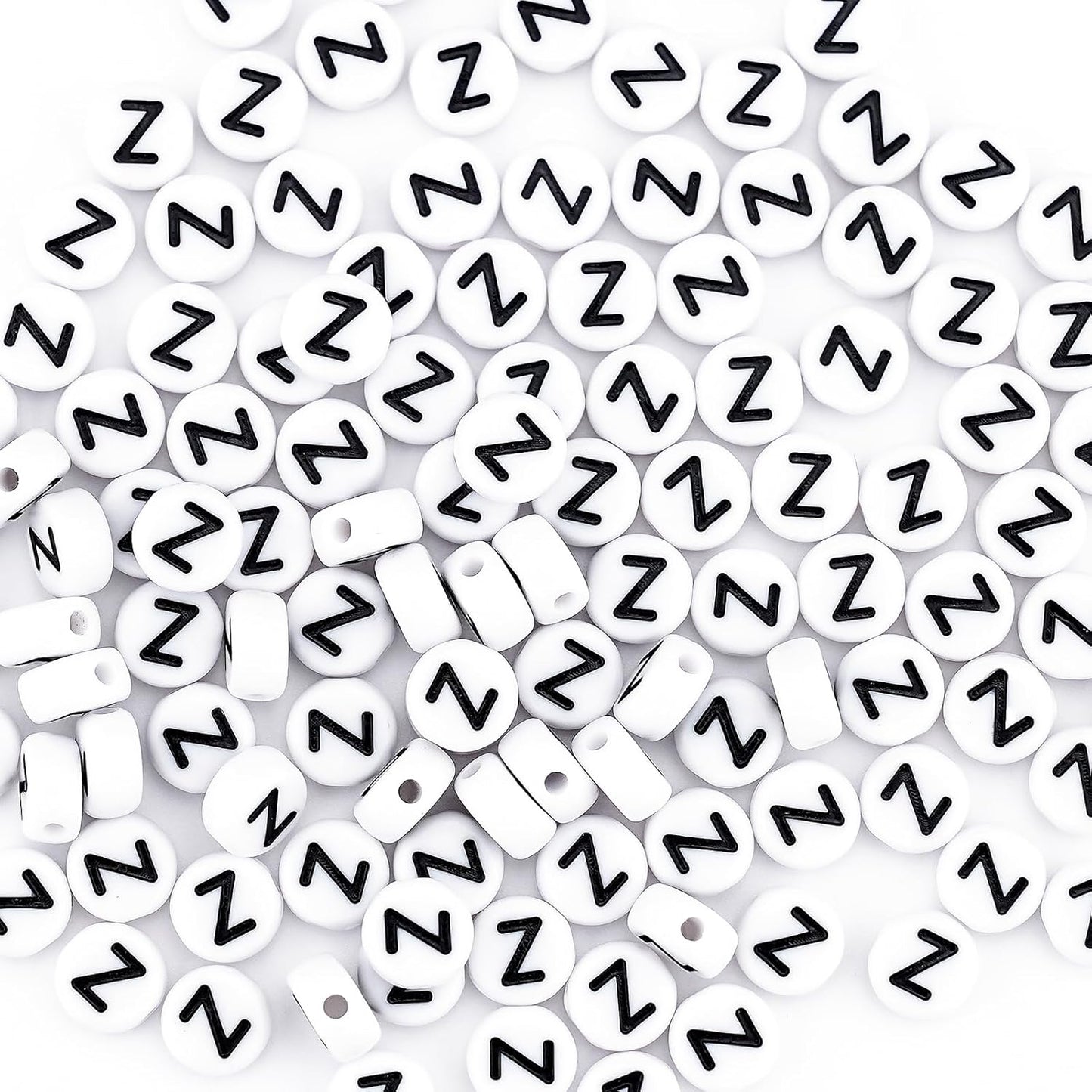 300Pcs Vowel Letter Pony Beads for Charms Bracelets Making 4X7mm Individual Round White Alphabet Beads U