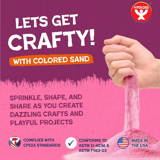 Hygloss Colored Sand for Crafts - 6 Assorted Colors Bags - 1 lb Vibrant Colorful Fine Sensory Play Sand Art Kits for Kids - Classroom Activities for Children 3 4 5 6 7 8 9 10 11 12 - Safe for Ages 3+