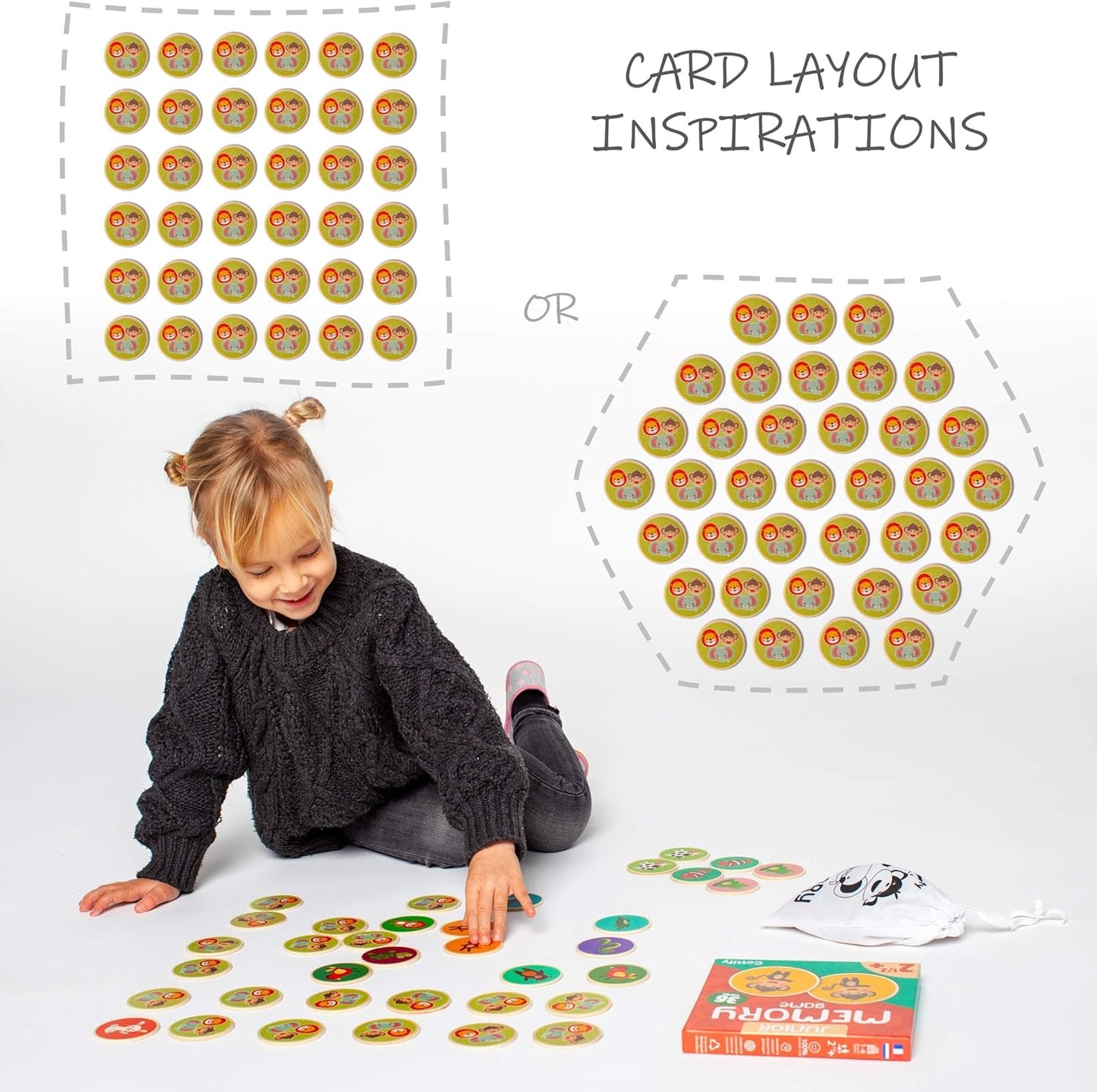 Montessori-Inspired Wooden Matching Game for Toddlers 2-4 Years - Durable, Scratch-Resistant 36 Card Set, Includes Carry Bag - Memory Game for Toddlers 2-4 Years - Cognitive Verbal Skills Development