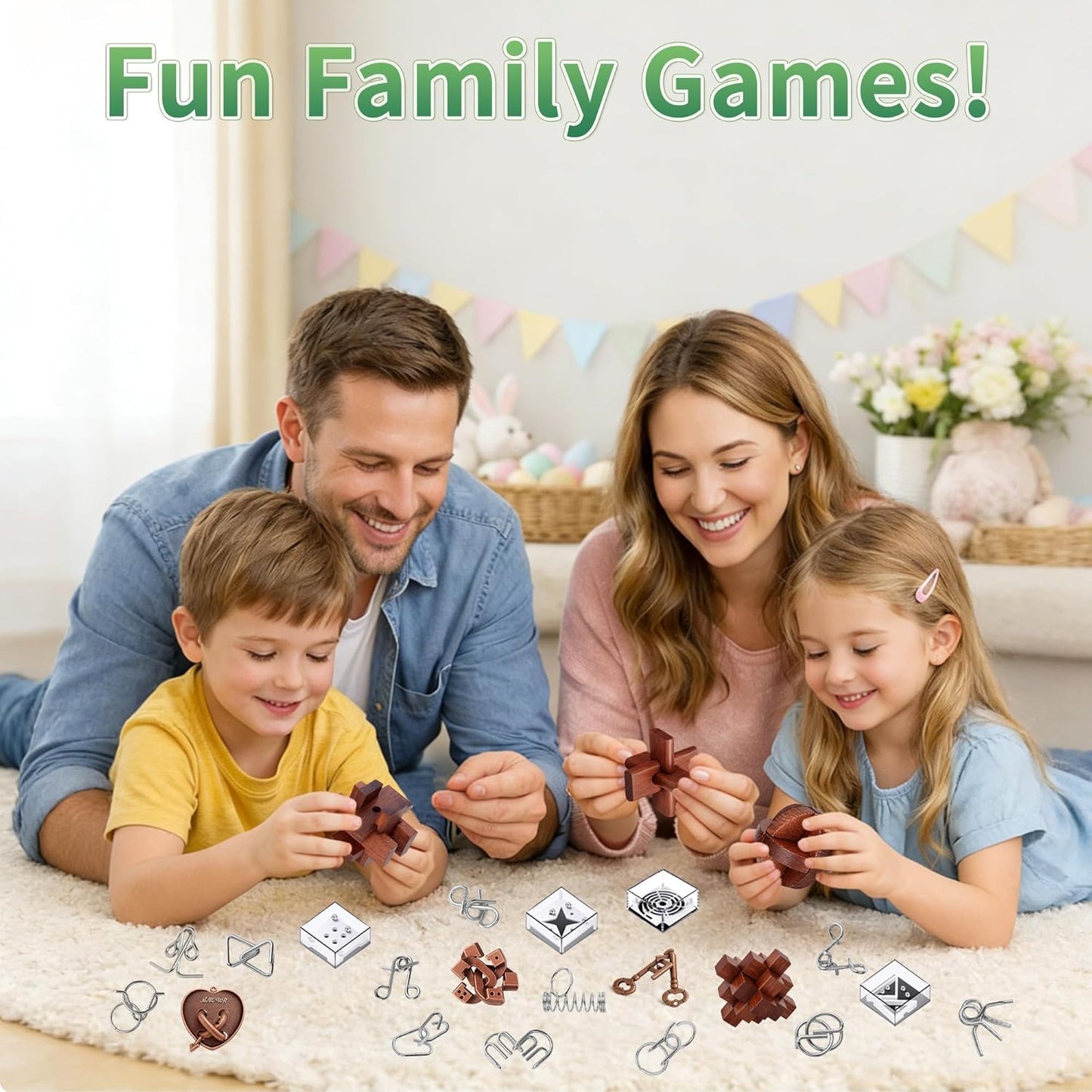 TAHAVICE 24 PCS Brain Teaser Puzzles Set, Wooden & Metal 3D Unlock Interlock Game, Kongming Luban Lock Wire Disentanglement IQ Puzzle, Logic Challenge Educational Gift for Adults Teens Kids