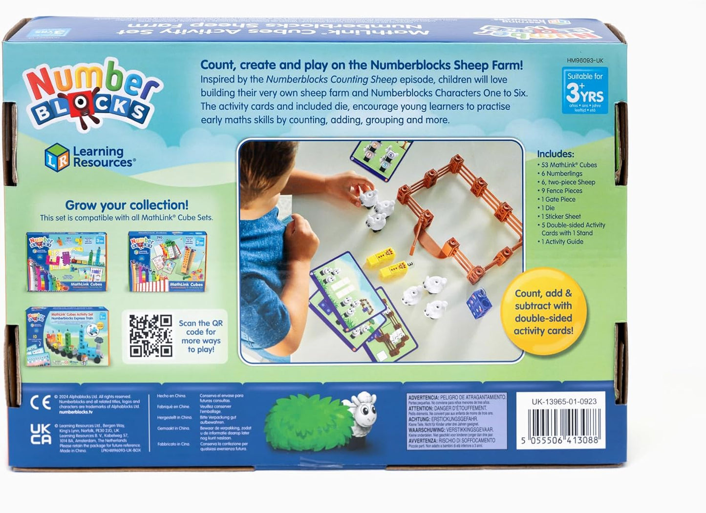 Learning Resources Resources-HM96093UK Numberblocks MathLink Cubes Sheep Counting Set, 3-6, Number Toys, Farm Game, Includes 10 Math Activities, Multicolor (HM96093-UK)